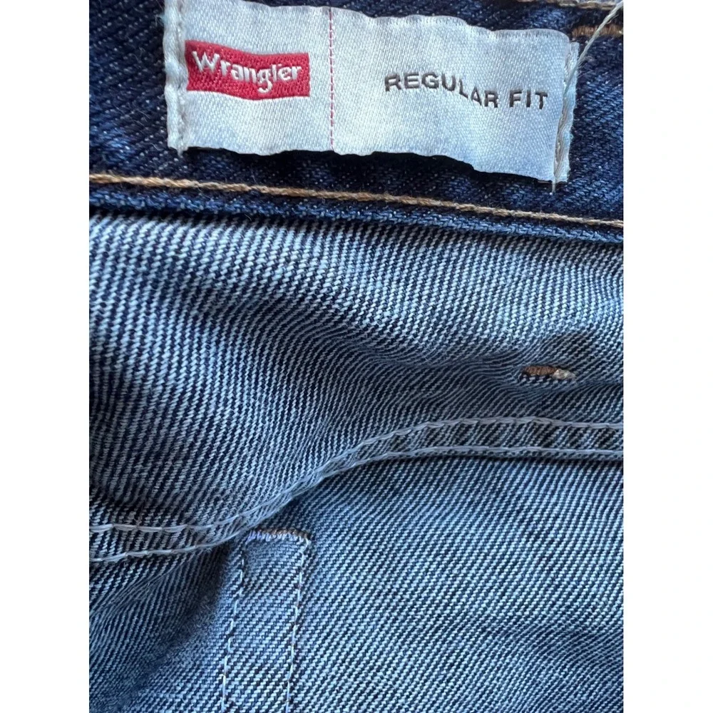 Wrangler Mens‎ Regular Fit Straight Leg Jeans Dark Wash Blue 34x30 NWT